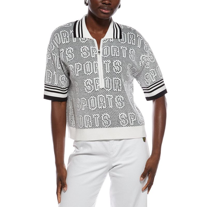Marc Cain Womens Wool-Blend Polo Shirt, White